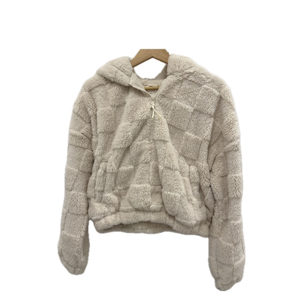 American Eagle Outfitters Cream Fleece Jacket XS